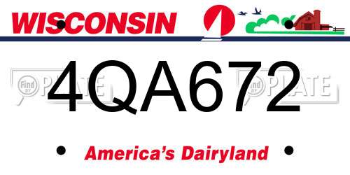 4QA672 Wisconsin License Plate
