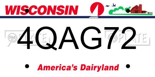 4QAG72 Wisconsin License Plate