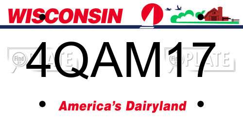 4QAM17 Wisconsin License Plate
