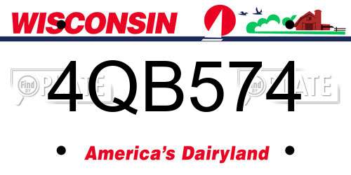4QB574 Wisconsin License Plate