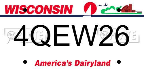 4QEW26 Wisconsin License Plate
