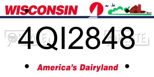 4QI2848 Wisconsin License Plate