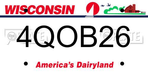 4QOB26 Wisconsin License Plate