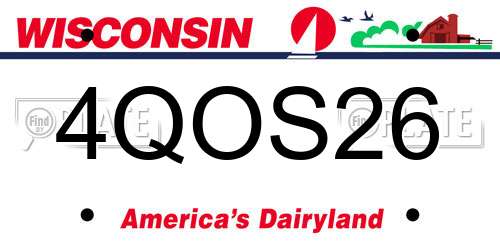 4QOS26 Wisconsin License Plate