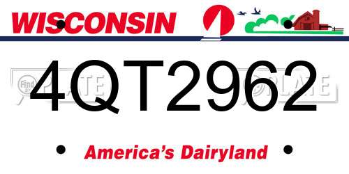 4QT2962 Wisconsin License Plate