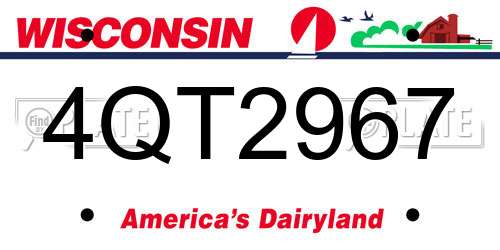 4QT2967 Wisconsin License Plate
