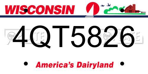 4QT5826 Wisconsin License Plate