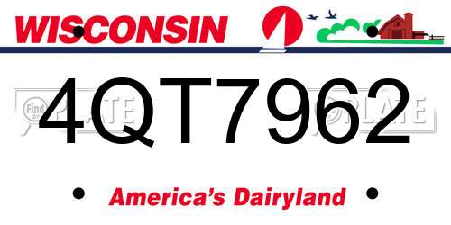 4QT7962 Wisconsin License Plate