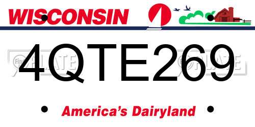 4QTE269 Wisconsin License Plate
