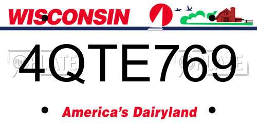 4QTE769 Wisconsin License Plate