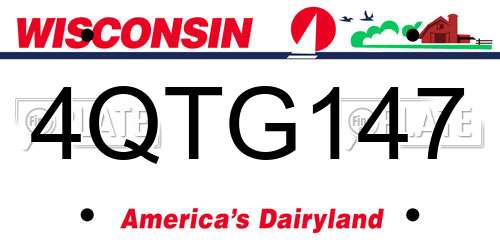 4QTG147 Wisconsin License Plate