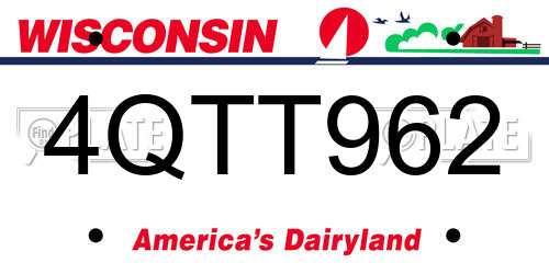 4QTT962 Wisconsin License Plate