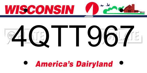 4QTT967 Wisconsin License Plate