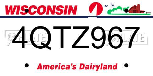 4QTZ967 Wisconsin License Plate