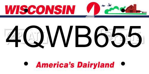 4QWB655 Wisconsin License Plate