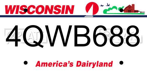 4QWB688 Wisconsin License Plate