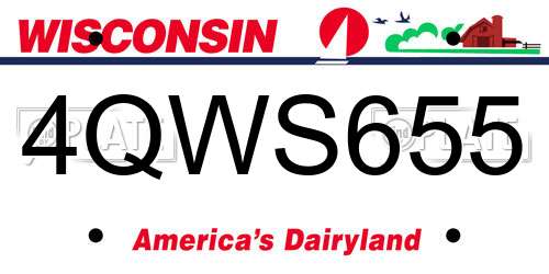 4QWS655 Wisconsin License Plate
