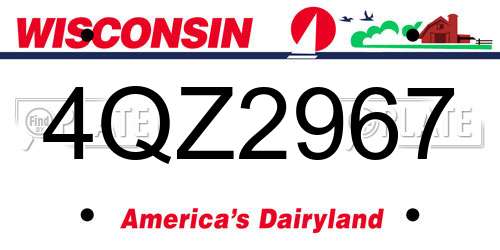 4QZ2967 Wisconsin License Plate