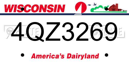 4QZ3269 Wisconsin License Plate