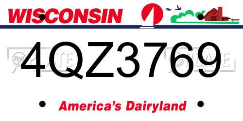 4QZ3769 Wisconsin License Plate