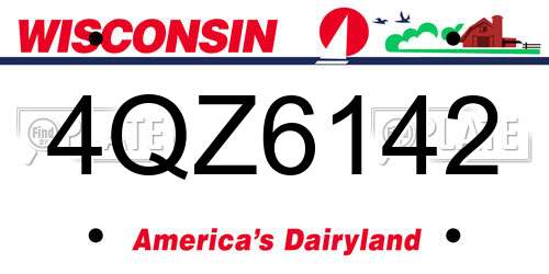 4QZ6142 Wisconsin License Plate