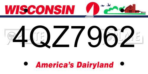 4QZ7962 Wisconsin License Plate