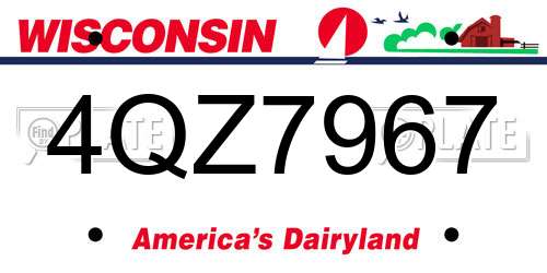 4QZ7967 Wisconsin License Plate