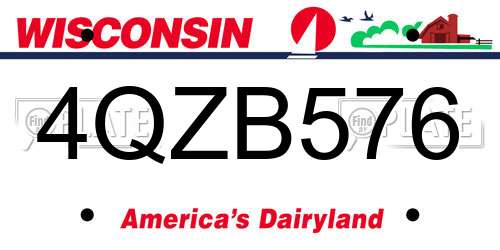 4QZB576 Wisconsin License Plate