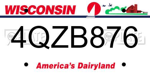 4QZB876 Wisconsin License Plate
