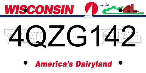 4QZG142 Wisconsin License Plate