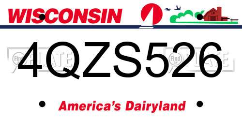 4QZS526 Wisconsin License Plate