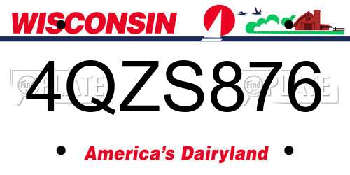 4QZS876 Wisconsin License Plate