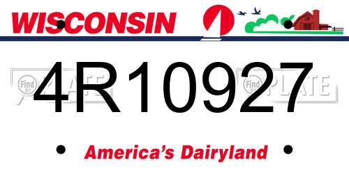 4R10927 Wisconsin License Plate