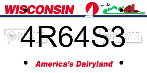 4R64S3 Wisconsin License Plate