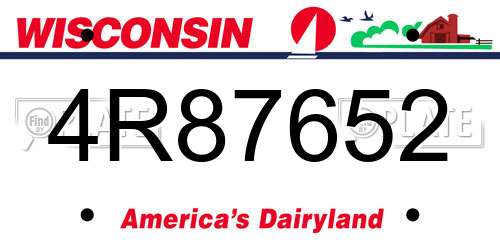 4R87652 Wisconsin License Plate