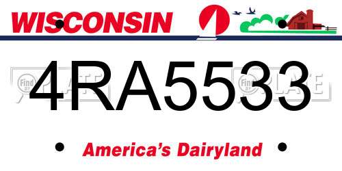 4RA5533 Wisconsin License Plate