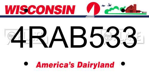 4RAB533 Wisconsin License Plate