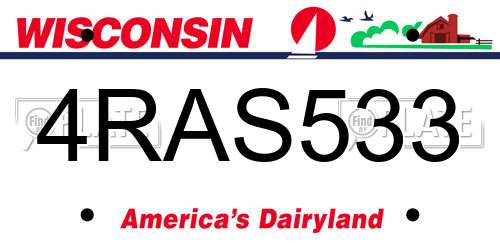 4RAS533 Wisconsin License Plate