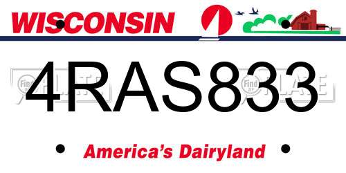 4RAS833 Wisconsin License Plate