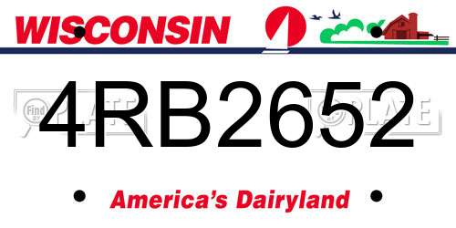 4RB2652 Wisconsin License Plate