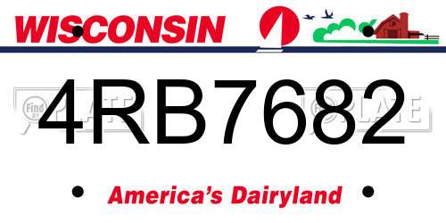 4RB7682 Wisconsin License Plate