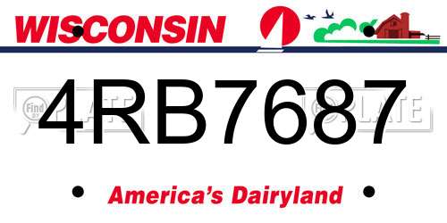 4RB7687 Wisconsin License Plate