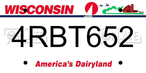 4RBT652 Wisconsin License Plate