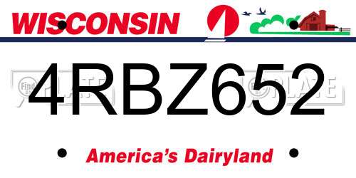 4RBZ652 Wisconsin License Plate