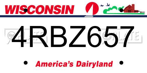 4RBZ657 Wisconsin License Plate