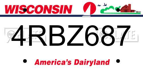 4RBZ687 Wisconsin License Plate