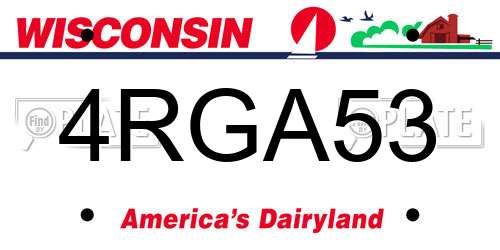 4RGA53 Wisconsin License Plate