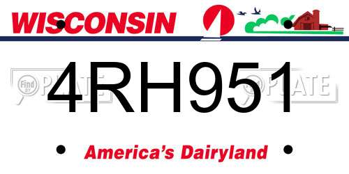 4RH951 Wisconsin License Plate
