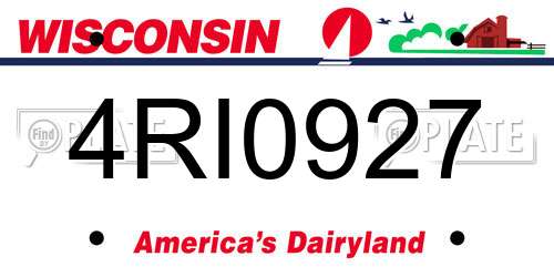 4RI0927 Wisconsin License Plate