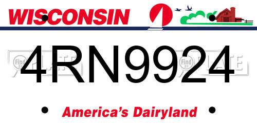 4RN9924 Wisconsin License Plate